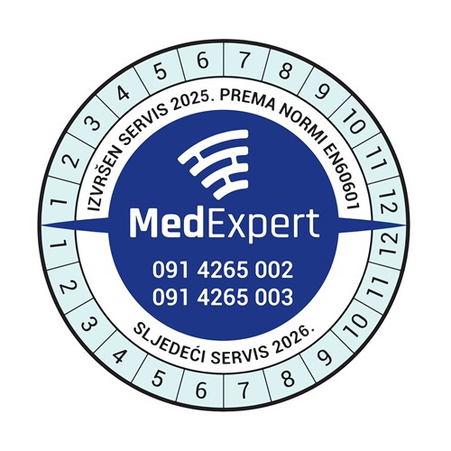 MedExpert servisna naljepnica nakon obavljenog održavanja
